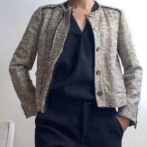 Zara| Women’s Black and Gold Metallic Blazer Size S